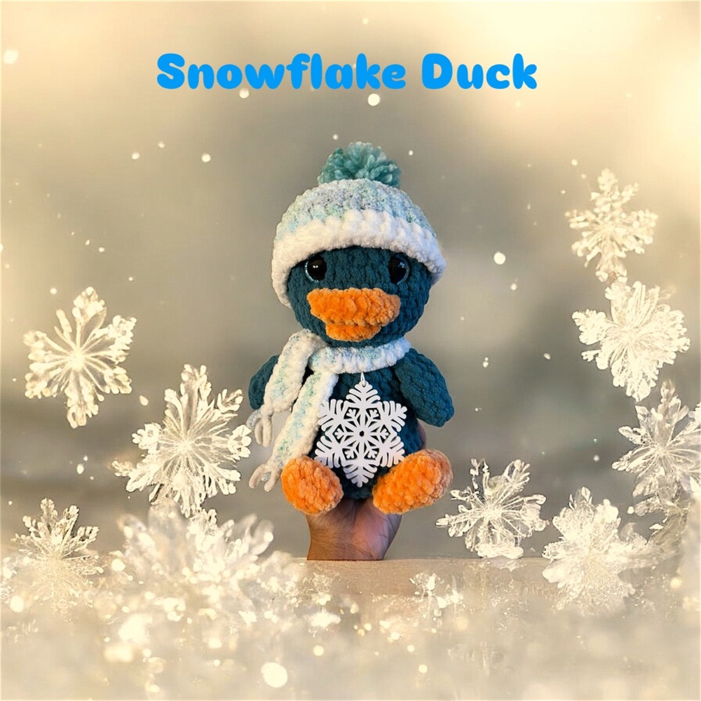 Snowflake Duck Plush - Teal and White
